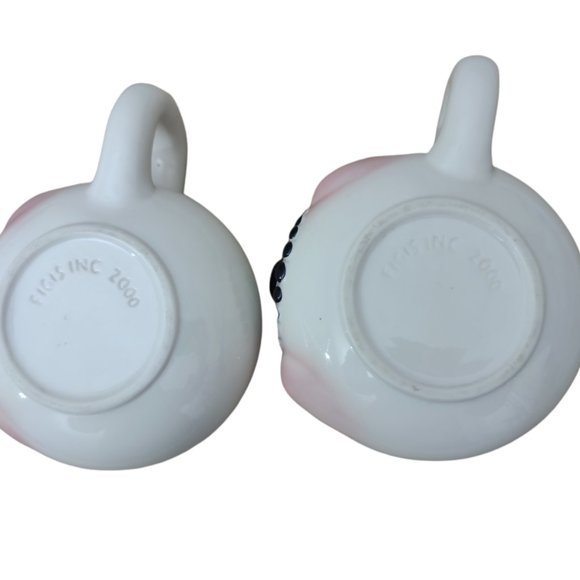 Figis Inc 2000 Vintage Snowman Face Mugs Cups Stacking Retro Kitschy Decor 2 Pc - Picture 5 of 6